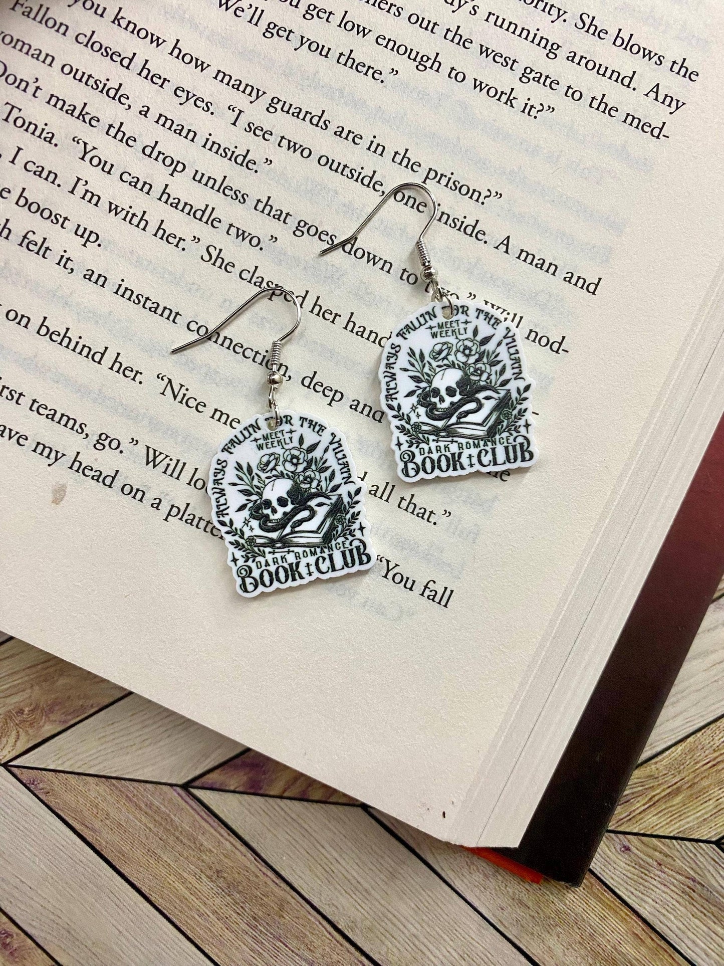 Dark Romance Fantasy Villain Book Earrings